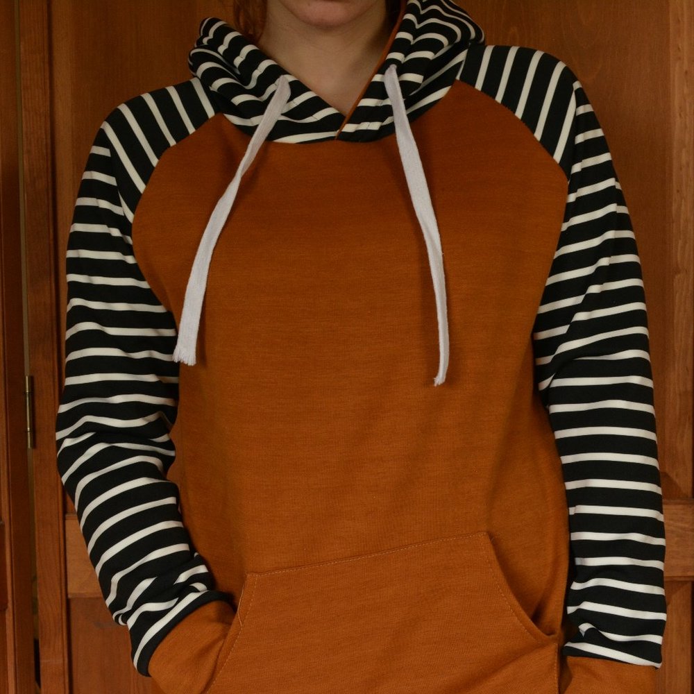 SUPER Soft Tan Striped Sleeve Hoodie